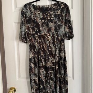 Connected Apparel Black and Gray Midi Dress